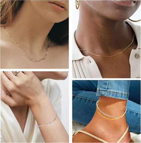 TOAOB 33 Feet Jewelry Making Chains for Necklace 1.2mm Snake Chains Gold Silver Metal Cable Chain Link with Lobster Clasps Cord Ends Jump Rings for Bracelet Jewelry Making in Saudi Arabia