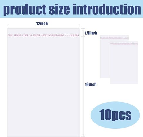 أكياس سيلوفان ذاتية الغلق مقاس 12 × 16 بوصة من Easytle، أكياس ملابس شفافة ذاتية اللصق، أكياس هدايا تشيلو، أكياس بولي بلاستيكية للملابس، قمصان، تغليف هدايا الحفلات، أعمال فنية (20 قطعة) in Kuwait