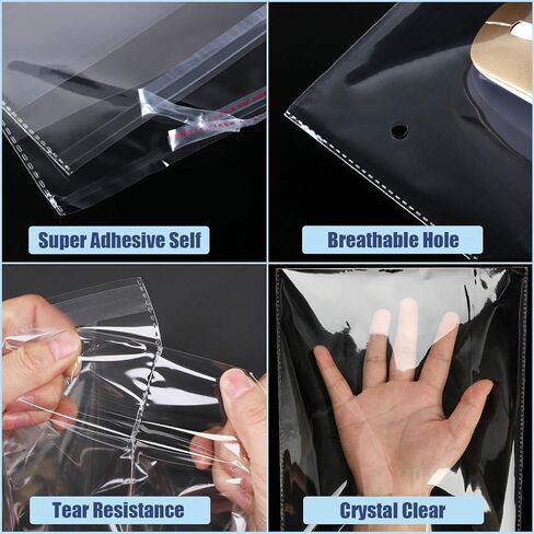 أكياس سيلوفان ذاتية الغلق مقاس 12 × 16 بوصة من Easytle، أكياس ملابس شفافة ذاتية اللصق، أكياس هدايا تشيلو، أكياس بولي بلاستيكية للملابس، قمصان، تغليف هدايا الحفلات، أعمال فنية (20 قطعة) in Kuwait