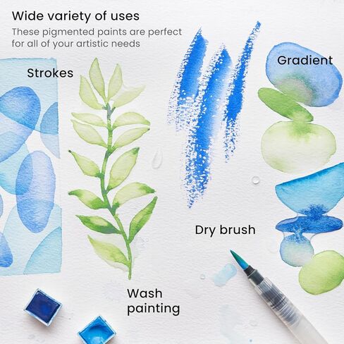 ARTEZA Watercolor Paint Set, 12 Earth Tones Half Pans, Watercolor Set with Brush, Semi Moist Water Colors in Saudi Arabia