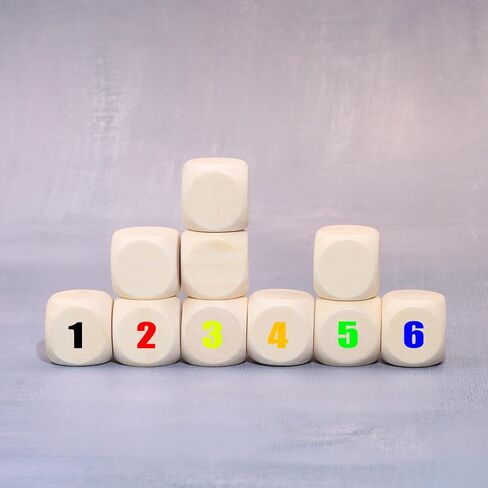 Shapenty Wooden Round Cornered Blank Dice Cubes for Classroom Board Games DIY Sticker Math Counting Teaching Party Favor Alphabet Number Puzzle Square Building Block Custom Dice Making, 70PCS (12mm) in Saudi Arabia