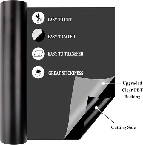 فينيل لاصق دائم أسود وأبيض، بكرتان 30.48 سم × 6.09 متر مع ورق نقل شفاف، غير لامع in Kuwait