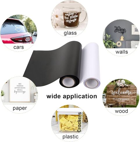 فينيل لاصق دائم أسود وأبيض، بكرتان 30.48 سم × 6.09 متر مع ورق نقل شفاف، غير لامع in Kuwait