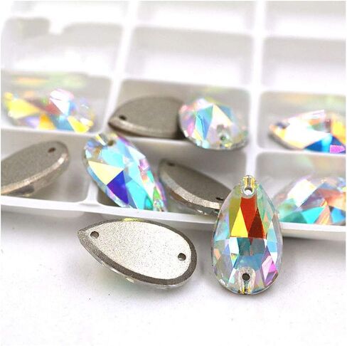 Flatback Sew On Rhinestones for Garments Clothes Crafts Sewing Beads Decorations, Crystal K9 Glass (Axe Shape AB, 12x19mm(24pcs)) in Saudi Arabia