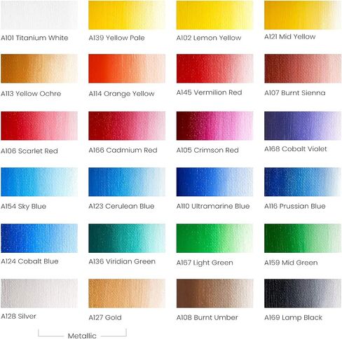 ARTEZA Oil Paint Set, 24 Colors in 12ml/0.4 US fl oz Tubes, Richly Pigmented Oil Painting Supplies for Canvas, Art Supplies for Beginners & Professional Artists, Oil Painting Kit in Saudi Arabia
