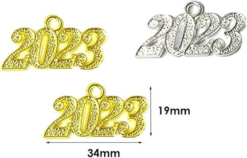 فروتا 20 قطعة من تعليقات عام 2023 مصنوعة من خليط معدني بحروف 2023، تعليقة بشراشيب للتخرج لصنع المجوهرات والحرف اليدوية والتخرج بشراشيب يمكنك صنعها بنفسك - ذهبي فضي 2023, خليط معدني in Kuwait