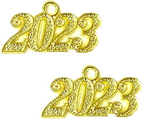 فروتا 20 قطعة من تعليقات عام 2023 مصنوعة من خليط معدني بحروف 2023، تعليقة بشراشيب للتخرج لصنع المجوهرات والحرف اليدوية والتخرج بشراشيب يمكنك صنعها بنفسك - ذهبي فضي 2023, خليط معدني in Kuwait