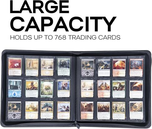 D DACCKIT Trading Card Binder, 12 Pocket Ringless Trading Card Album for Trading Cards & Sports Cards, Holds 768 Cards - Classic Black in Kuwait