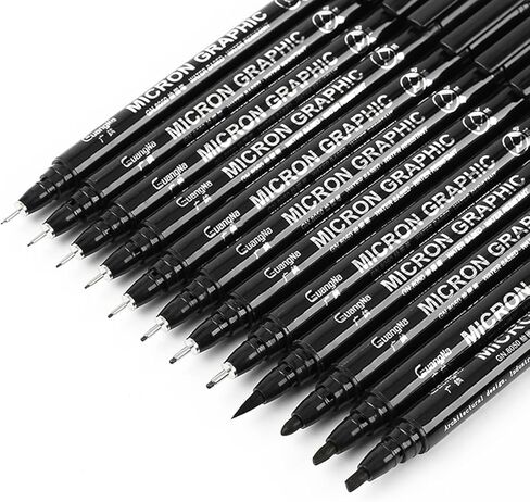 اقلام رسم سوداء متعددة الطبقات، 12 قطعة، اقلام انيمي، اقلام رسم، قلم مايكرو، اقلام رسم للفنانين، اقلام تحديد دقيق، اقلام فنية، اقلام حبر، اقلام رسم خط، اقلام يوميات للكتاب المقدس، نقاط دقيقة in Kuwait