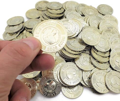 Double-Sided 3D I was Caught Being Good Plastic Metallic Gold Coins. (48 Pack) in Kuwait