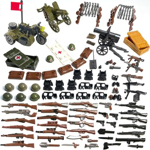 ملحقات الأسلحة العسكرية من Amarliben WW2 لشخصيات صغيرة، معدات أسلحة الجيش الأمريكي، مجموعة ألعاب البناء للأولاد المتوافقة مع العلامات التجارية الكبرى in Kuwait