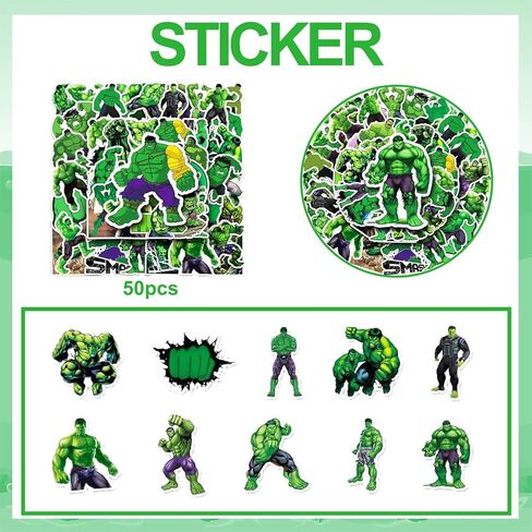 86 PCS Hulk Party Favors,Hulk Slap Bracelet Birthday Party Supplies Include 36Pcs Slap Bracelet and 50Pcs Stickers for Hulk Themed Party Supplies in Kuwait