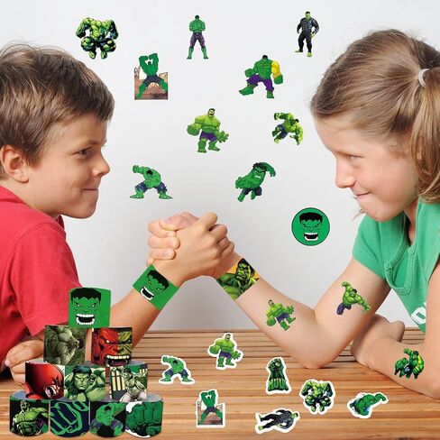 86 PCS Hulk Party Favors,Hulk Slap Bracelet Birthday Party Supplies Include 36Pcs Slap Bracelet and 50Pcs Stickers for Hulk Themed Party Supplies in Kuwait