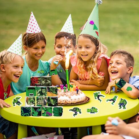 86 PCS Hulk Party Favors,Hulk Slap Bracelet Birthday Party Supplies Include 36Pcs Slap Bracelet and 50Pcs Stickers for Hulk Themed Party Supplies in Kuwait