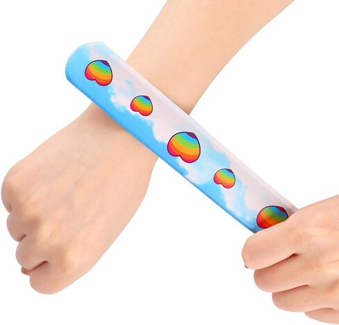 مجموعة أساور ارتدادية 100 قطعة من تويسا هدايا الحفلات مع قلوب ملونة تعبيرية طباعة أشكال حيوانات وعصابات ارتدادية للأطفال والكبار هدايا عيد الميلاد والفصول الدراسية (100 قطعة) in Kuwait