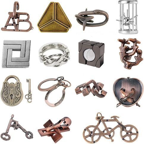 4 Pcs Brain Teaser Puzzle,Metal Puzzle, Unlock Interlock IQ Test Game, Magic Trick Toy Gift for Kids and Adults in Kuwait