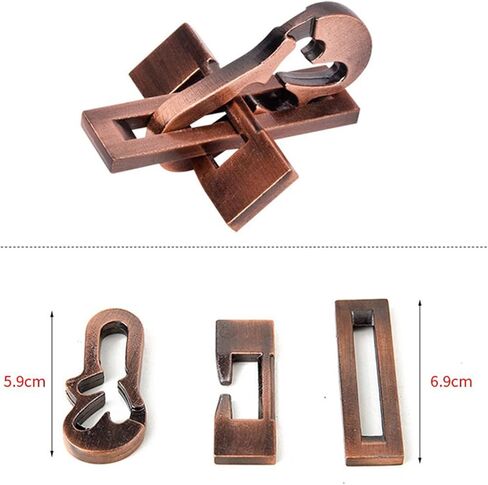 4 Pcs Brain Teaser Puzzle,Metal Puzzle, Unlock Interlock IQ Test Game, Magic Trick Toy Gift for Kids and Adults in Kuwait