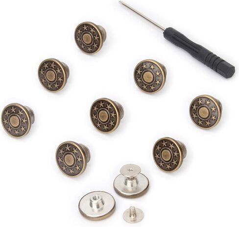Jean Buttons Replacement 8 Sets - RuWfpz Metal Pant Buttons Tightener, No Sew Removable Instant Buttons for Jeans Suspender, Nailess Jean Rivets in Kuwait