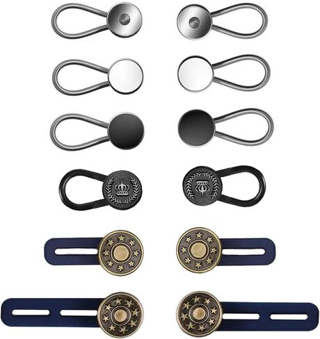 JROZXF طوق موسع زر الرقبة موسع للقمصان الرجالية زر توسيع مرن لتمديد الجينز السراويل طوق تمديدات الخصر للسراويل للنساء والرجال - 12 قطعة in Kuwait