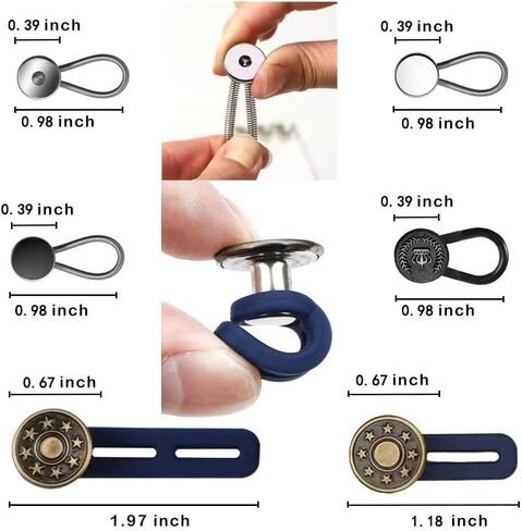 JROZXF طوق موسع زر الرقبة موسع للقمصان الرجالية زر توسيع مرن لتمديد الجينز السراويل طوق تمديدات الخصر للسراويل للنساء والرجال - 12 قطعة in Kuwait