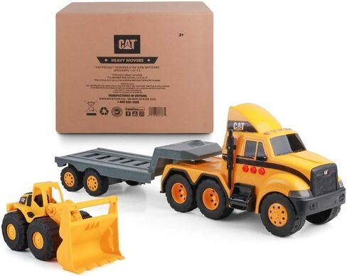 CatToysOfficial, CAT Construction Heavy Mover, Semi Truck and Trailer with Mini Crew Wheel Loader, Lights and Sounds, Ages 3 and Up,Yellow in Kuwait