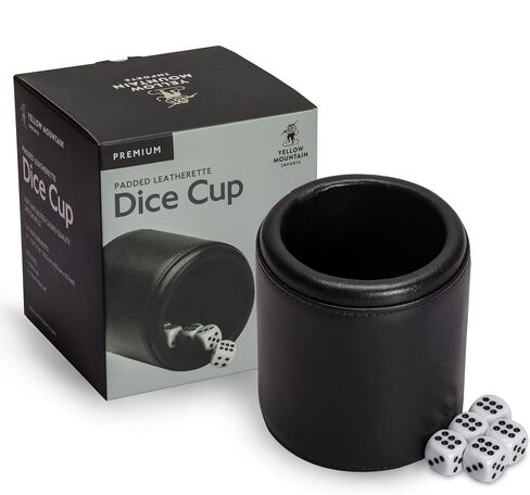 Yellow Mountain Imports Premium Padded Leatherette Dice Cup with 5 (14mm) 6-Sided Dice Set in Saudi Arabia