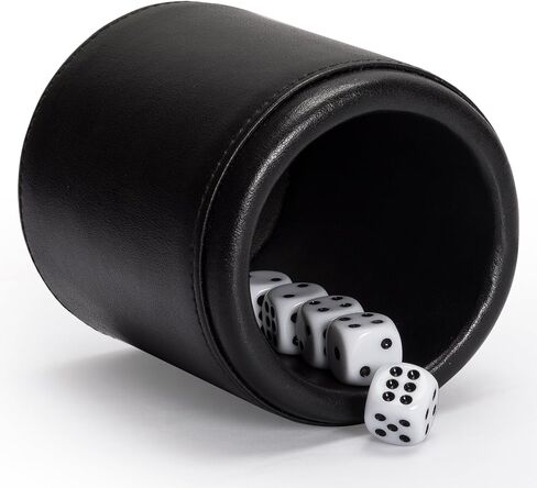 Yellow Mountain Imports Premium Padded Leatherette Dice Cup with 5 (14mm) 6-Sided Dice Set in Saudi Arabia