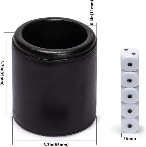 Yellow Mountain Imports Premium Padded Leatherette Dice Cup with 5 (14mm) 6-Sided Dice Set in Saudi Arabia