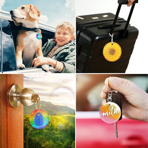 سلسلة مفاتيح من السيليكون لقوالب الراتنج، 4 قطع من قوالب صب إيبوكسي دائرية لمفاتيح RFID / متتبع المفاتيح مع 10 قطع حلقات مفاتيح in Kuwait