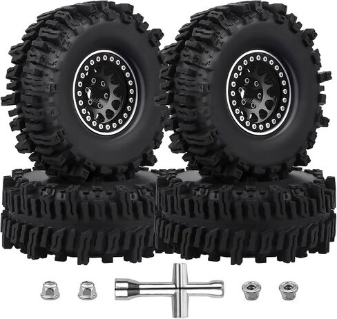 HobbyPark Soft Rubber 1/10 RC Crawler 1.9 Mud Slingers Tires 4.7inch 120mm and 1.9 Beadlocks Wheels Set for Scale RC4WD Axial SCX10 TRX4 Redcat Gen 8 Good Grip w/Foams (Black Rims) in Saudi Arabia
