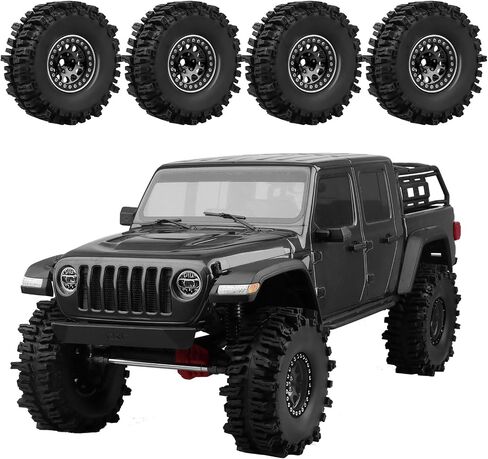 HobbyPark Soft Rubber 1/10 RC Crawler 1.9 Mud Slingers Tires 4.7inch 120mm and 1.9 Beadlocks Wheels Set for Scale RC4WD Axial SCX10 TRX4 Redcat Gen 8 Good Grip w/Foams (Black Rims) in Saudi Arabia