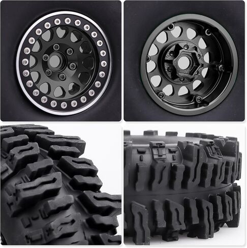 HobbyPark Soft Rubber 1/10 RC Crawler 1.9 Mud Slingers Tires 4.7inch 120mm and 1.9 Beadlocks Wheels Set for Scale RC4WD Axial SCX10 TRX4 Redcat Gen 8 Good Grip w/Foams (Black Rims) in Saudi Arabia