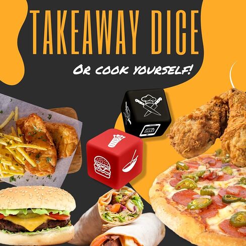Gifton - Takeaway Dice Game - Decision Maker for Fast Food Dinner Meals Pizza Burger Kebab Fried Chicken - Gag Novelty Gift for Men Women Funny Present for Him Her Christmas Stocking Filler in Saudi Arabia