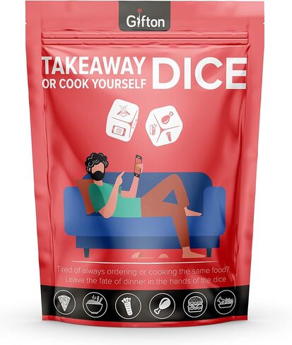 Gifton - Takeaway Dice Game - Decision Maker for Fast Food Dinner Meals Pizza Burger Kebab Fried Chicken - Gag Novelty Gift for Men Women Funny Present for Him Her Christmas Stocking Filler in Saudi Arabia
