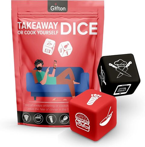 Gifton - Takeaway Dice Game - Decision Maker for Fast Food Dinner Meals Pizza Burger Kebab Fried Chicken - Gag Novelty Gift for Men Women Funny Present for Him Her Christmas Stocking Filler in Saudi Arabia