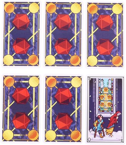 mrdiyshisha Pixel Tarot، مجموعة مكونة من 78 بطاقة تحية للعصر الذهبي لألعاب الفيديو المنقطة - حجم الجيب: 3.98 بوصة × 2.32 بوصة in Kuwait