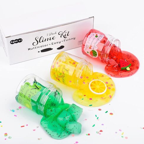 3 Pack Clear Slime Kit 3 Pieces Soft Crystal Clear Putty Set for Kids Party Favors Stress Relief Holiday Christmas Toys for Girls Boys in Kuwait