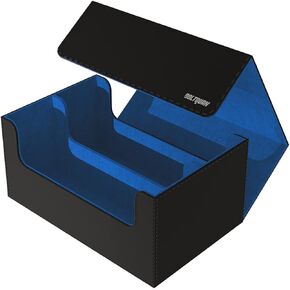 Trading Card Game Case for MTG, Yugioh, Pokemon and TCG; Football and Baseball Trading Card Storage Box with Magnetic Closure - Fits 35pt Toploaders or 650+ Double-Sleeved Cards (Black-Grey)