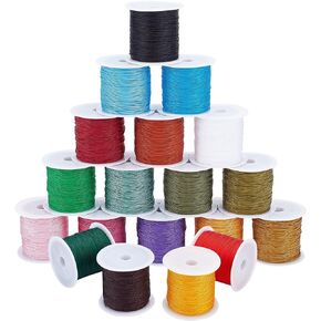 arricraft 19 Colors Polyester Cord, 0.5mm(0.02'') Round Beading String, Knotting Wire for Chinese Knotting, Kumihimo, Beading, Macramé, Jewelry Making, Sewing- 37~40 Yds/Roll