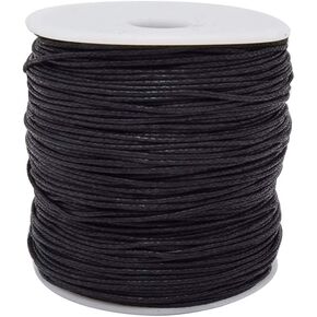 INSPIRELLE 120 Yards 1mm Black Waxed Cotton Cord Jewelry Making Beading Thread Crafting Macrame Rope
