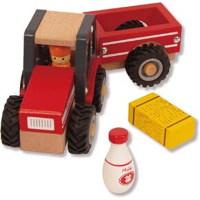 Wooden Tractor Toys for Toddlers 1-3, Baby Vehicle Toys Hand Push Car Toys for 1 2 3 Year Old Boys Girls (Green)