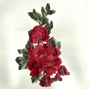 1 Piece Sew on Embroidered Applique Floral Patches Beautiful Flower Patches for Sew on Clothes Jackets Hat DIY Decoration (Pink Orchid)