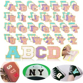 LalaKoo 104 Pcs Chenille Letter Patches Self-Adhesive Varsity Chenille A-Z Letters Patches Stick on Golden Border Letter Applique Patches Iron on Glitter Embroidered Patches for Clothing Repair DIY in Kuwait