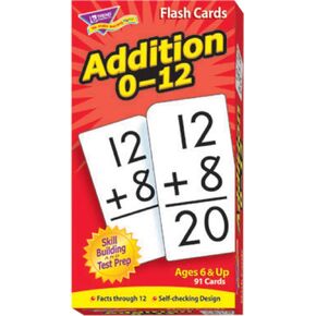 Trend Enterprises: Math Skill Drill Flash Cards, Addition 0-12, Self-Checking Cards to Practice and Master, Great for Skill Building and Test Prep, 91 Cards Included, Ages 6 and Up
