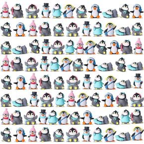 Macarrie 100 Pcs Mini Penguin Figurines Bulk Cute Miniature Penguin Figures Character Toys Collection Playset Cartoon Winter Cake Topper Decoration Early Educational Birthday Gift Boy Girl Landscape in Kuwait