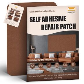 Leather Repair Tape Patch - 8 x 11 inch 2pcs Leather Repair Patch Self Adhesive Vinyl Repair Tape - Furniture Leather Repair Kit for Car Seats, Couches, Jackets, Sofas, Handbags Coffee 3.0