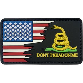 Don't Tread On Me Patch USA Flag Patch Military Patches Funny Tactical Badge Patch USA Flag PVC Patch 3.54" x 1.97" Sized（Black）