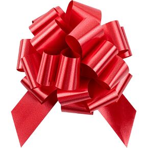 Gift Tek 5.5 Inch Ribbon Pull Bows, 10 Satin Pull Bows - 20 Loops, Instant, Red Plastic Flower Bows for Gifts, Large, Instant Bows, for Wedding Gift Baskets, Wraps - Restaurantware in Kuwait