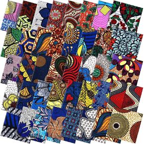 Mixweer 40 Pcs African Cotton Fabric Square No Repeat Quilting Fabrics Bundles African Wax Fabric Cotton Ankara Fat Quarters for DIY Sewing Cloths Handmade Accessories(10 x 10 Inch) in Kuwait