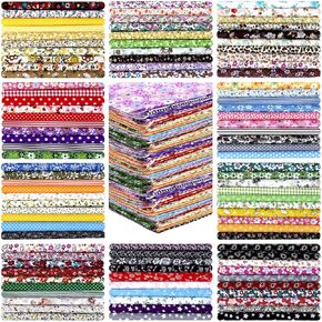 Irenare 100 Pcs 8 x 8 Inches Flower Cotton Fabric Bundle Floral Fat Quarters Fabric Precut Squares Quilting Patchwork Multi Color Floral Printed Material Sewing Patchwork Fabric for Sew DIY Crafts Kid